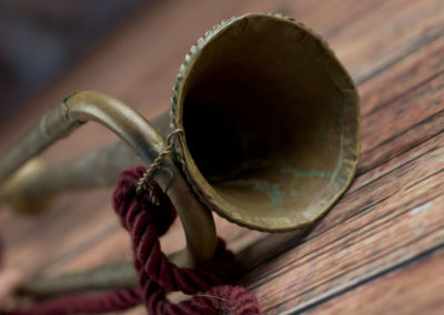 Maller Brass "Ehe" Baroque Trumpet Bell Wood Background Bell Wood Background